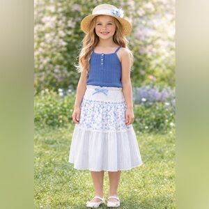 Y2K Charabia, Paris Designer 2pc Girls Pointelle Top & Skirt Outfit 5 NWT Easter